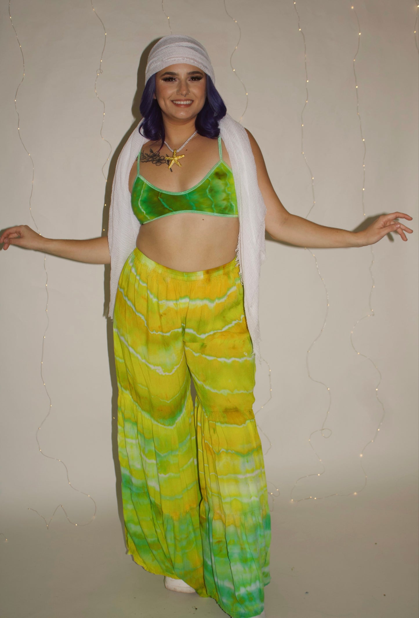 Lime Tide Palazzo Pants