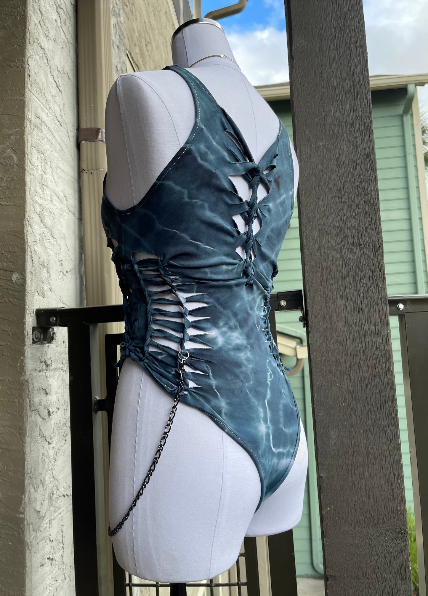 READY TO SHIP SIZE LARGE Blue Abyss Bodysuit