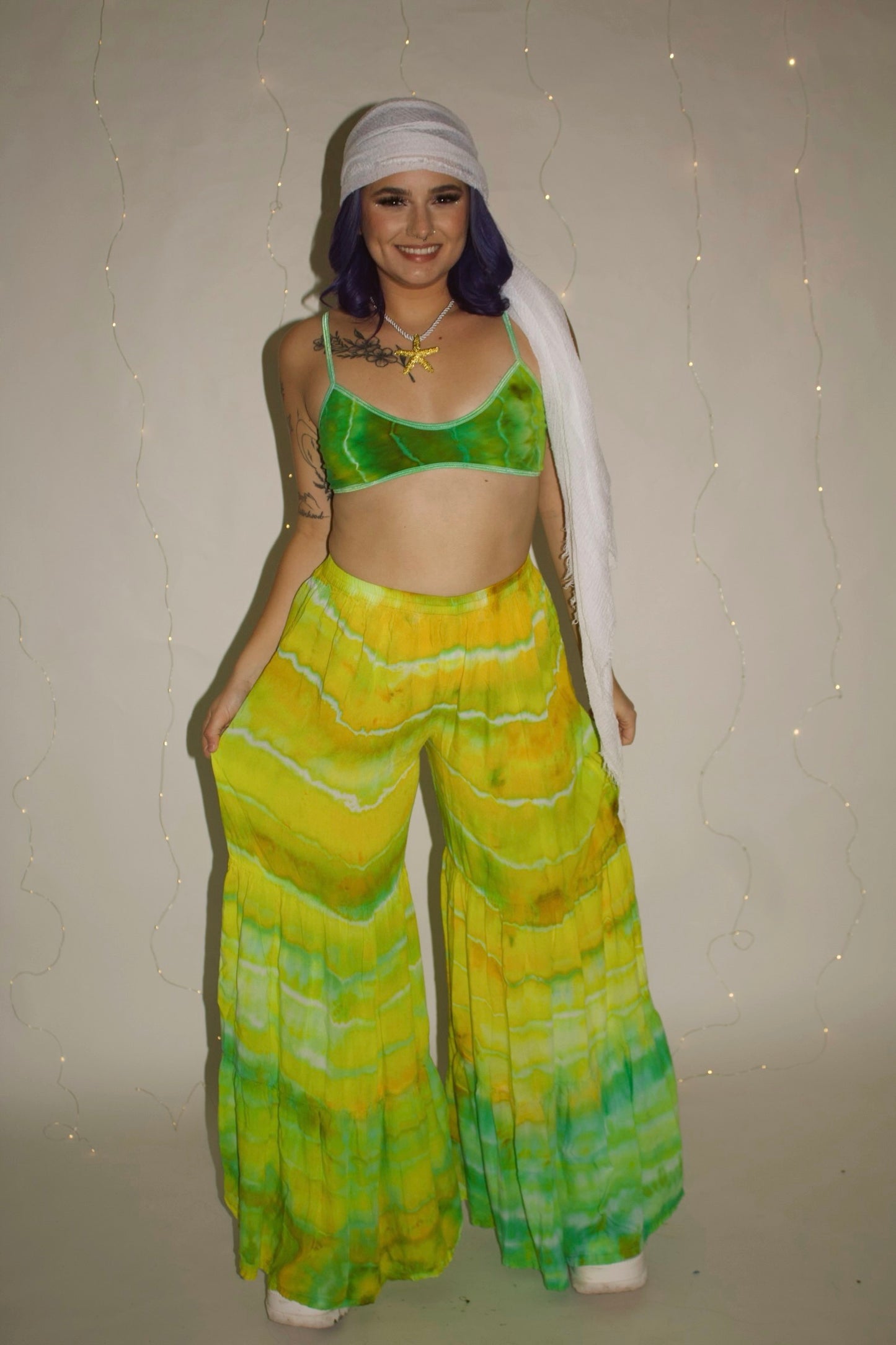 Lime Tide Palazzo Pants