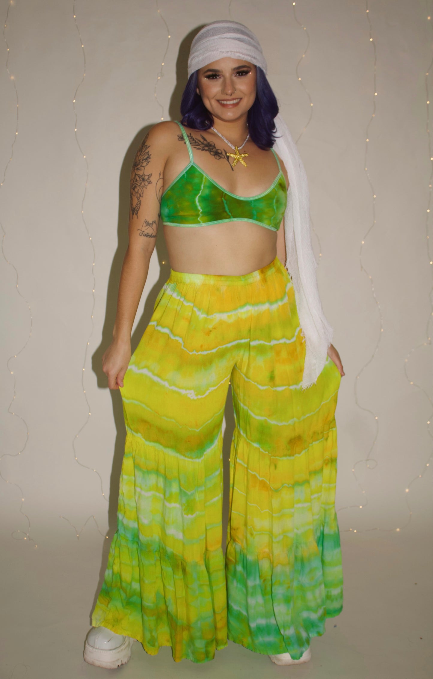 Lime Tide Palazzo Pants