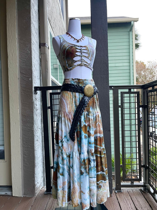 READY TO SHIP Ocean Floor Mirage Maxi Skirt Set