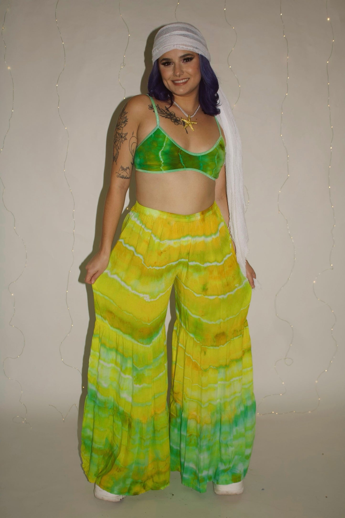 Lime Tide Palazzo Pants