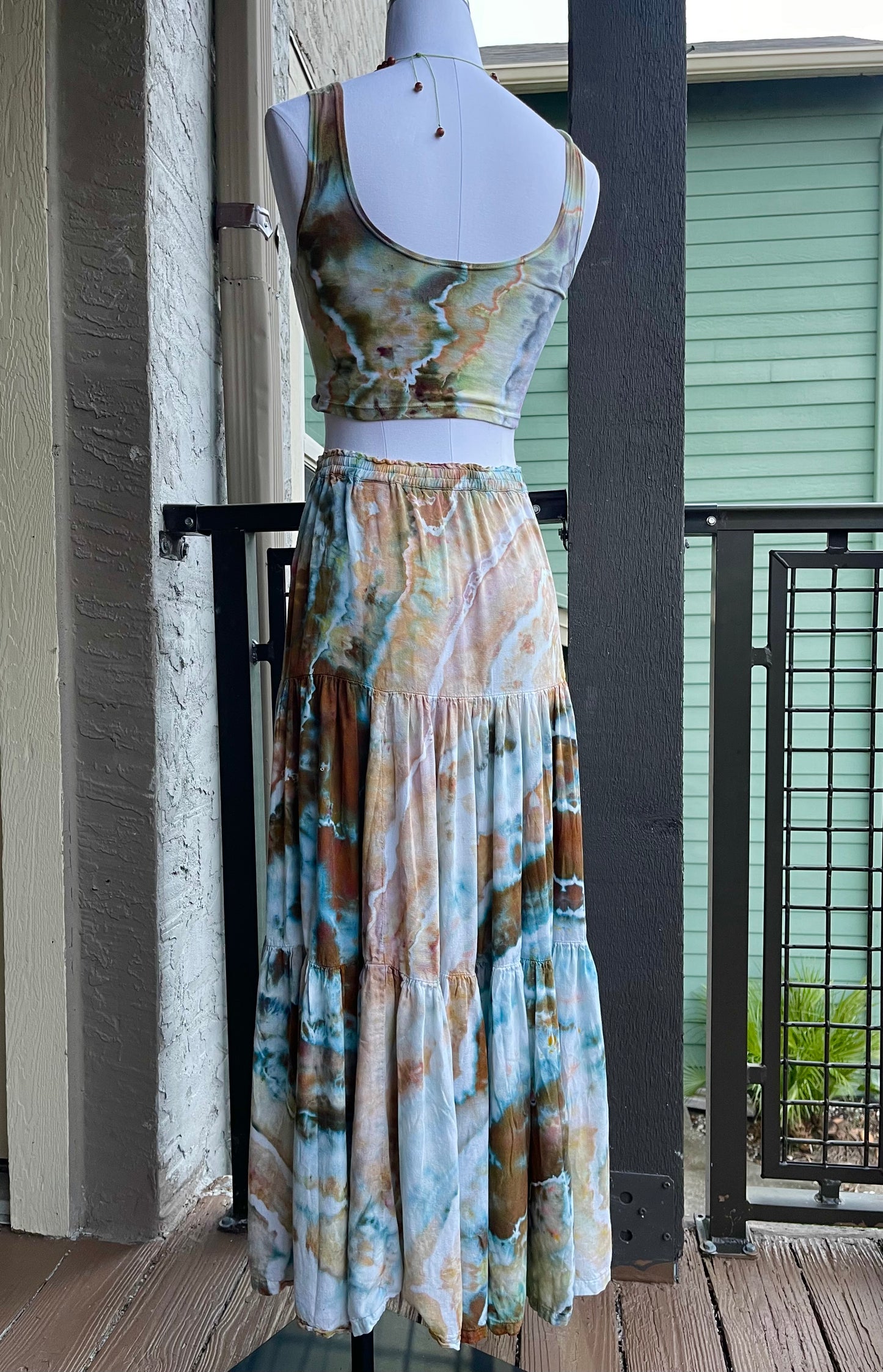 READY TO SHIP Ocean Floor Mirage Maxi Skirt Set