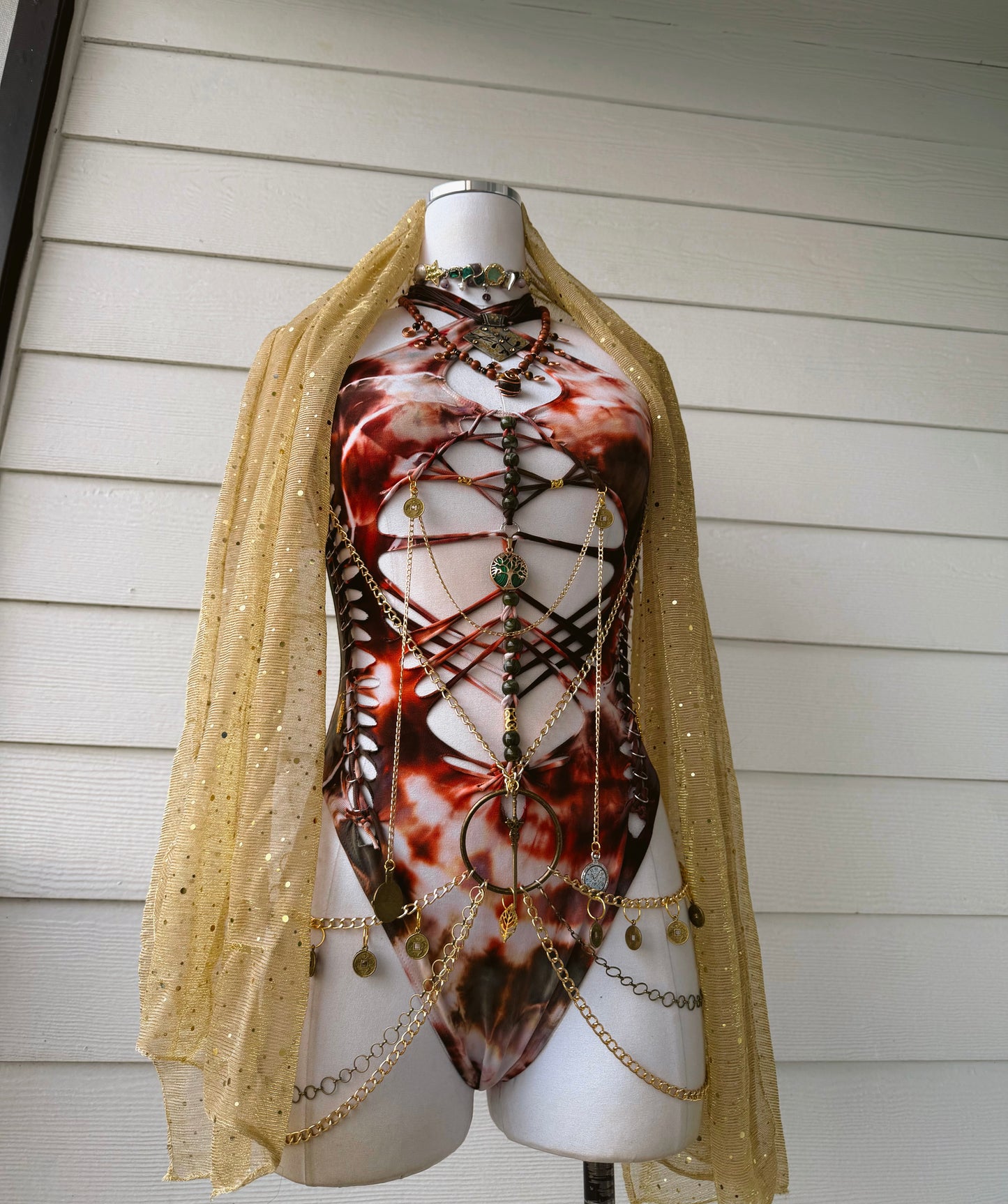 Mystic Temple Bodysuit (Ready To Ship) read description