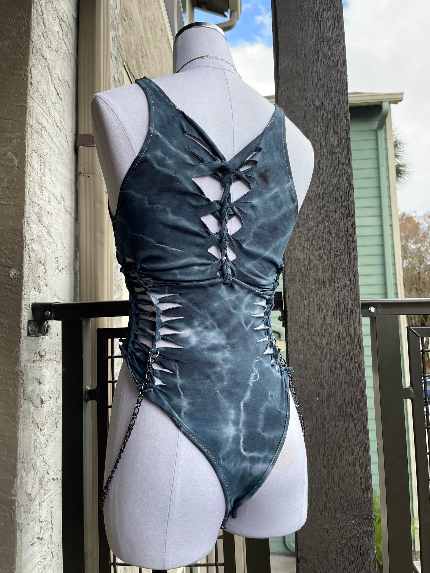 READY TO SHIP SIZE LARGE Blue Abyss Bodysuit