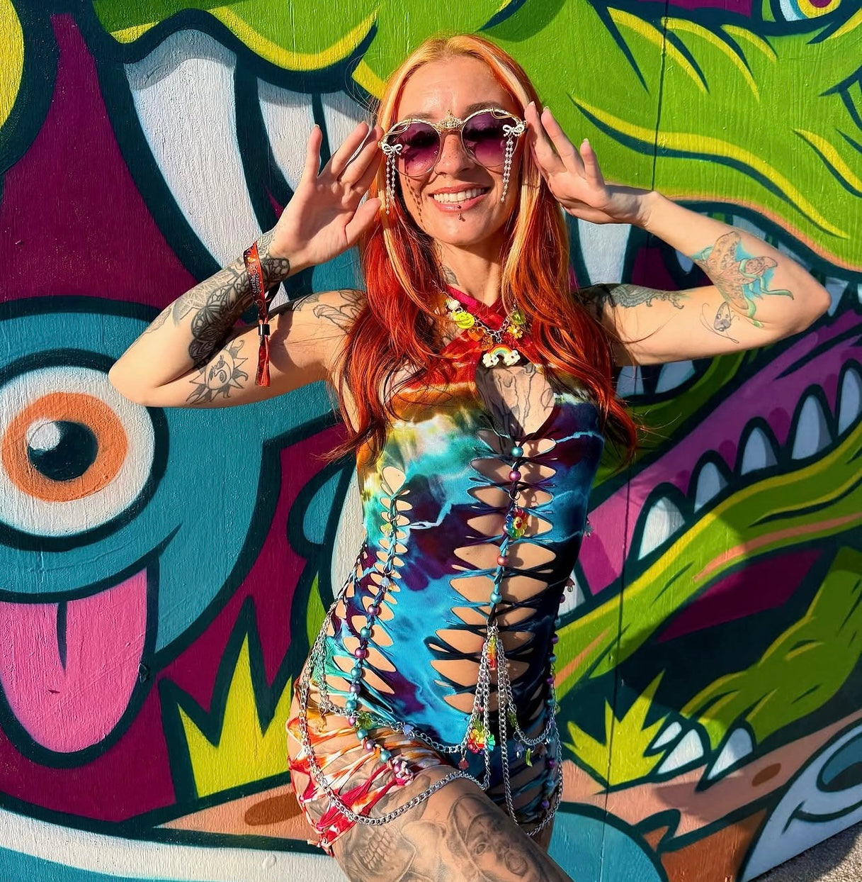 Electric Rainbow Tie Dye Romper (ᴍᴀᴅᴇ ᴛᴏ ᴏʀᴅᴇʀ)